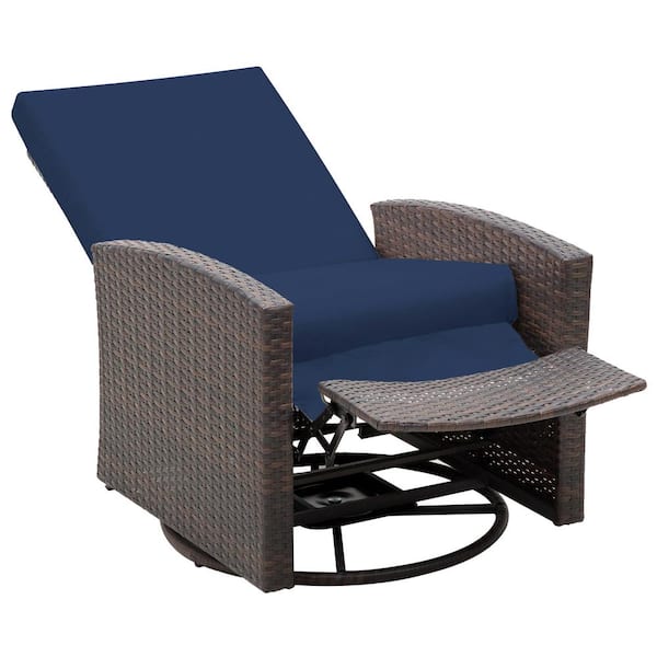 Outsunny Plastic Rattan Wicker Swivel, Outsunny Outdoor Rattan Recliner Chair With Cushion