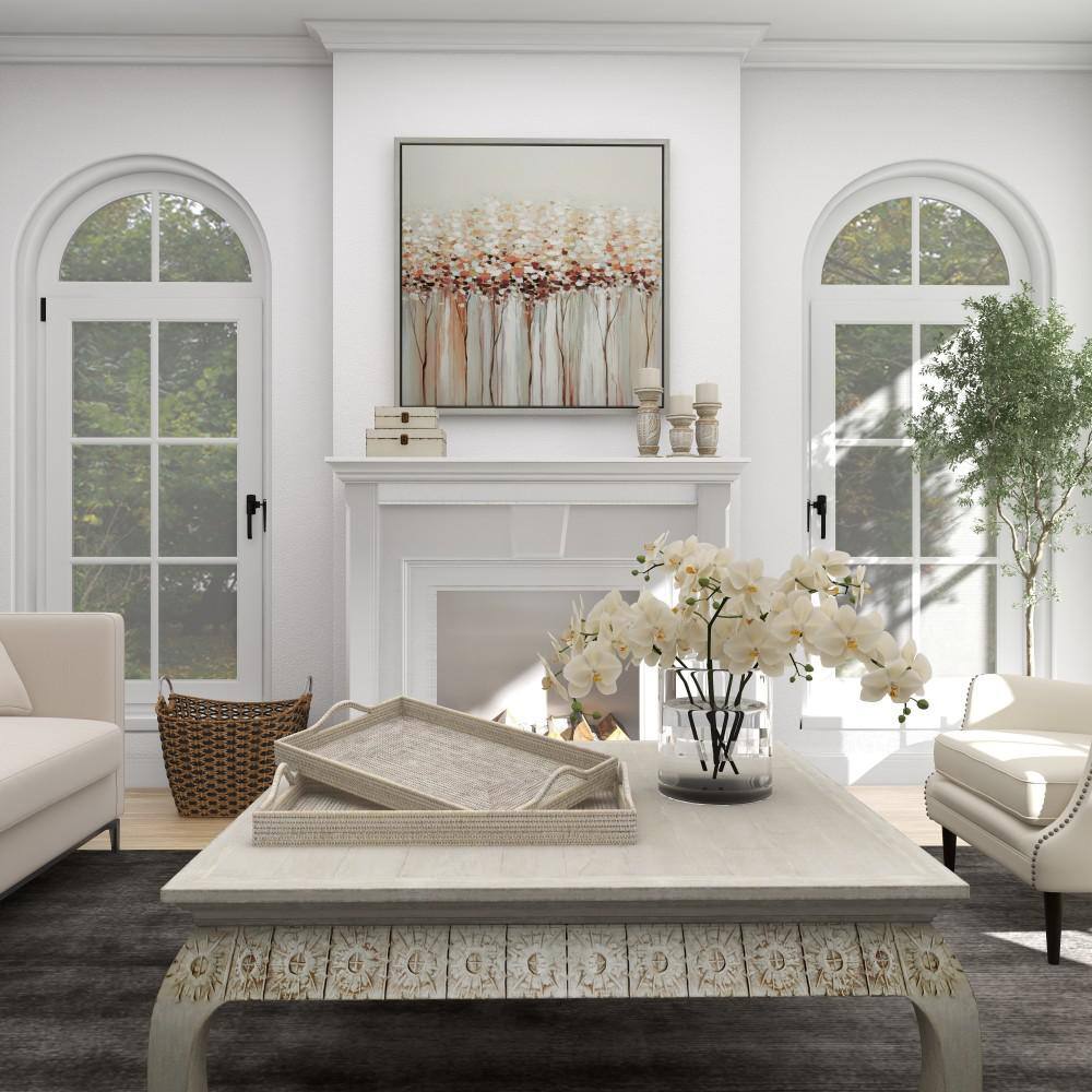 Cream Rectangular Rattan 2-Piece Decorative Tray Set