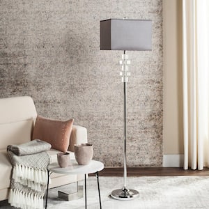 Times 60.25 in. Clear Square Floor Lamp with Gray Shade