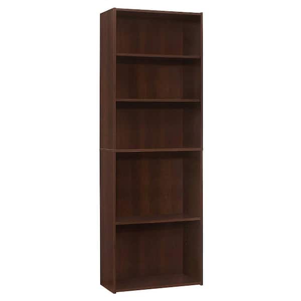 HomeRoots 71.25 in. Jasmine Cherry Particle Board 5-Shelf Bookcase