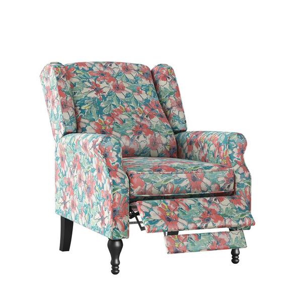ProLounger Fuchsia Pink MultiFloral Bouquet Wingback Push Back Recliner ChairA156974 The
