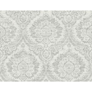 Kauai Grey Damask Paper Strippable Roll Wallpaper (Covers 60.8 sq. ft.)