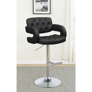 Brandi 25 in. Black and Chrome Metal Bar Stool with C-Shaped Arms