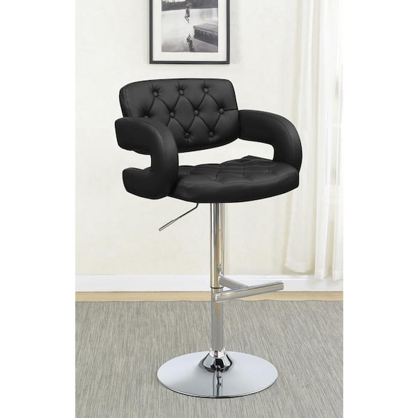 Coaster Brandi 25 in. Black and Chrome Metal Bar Stool with C-Shaped Arms
