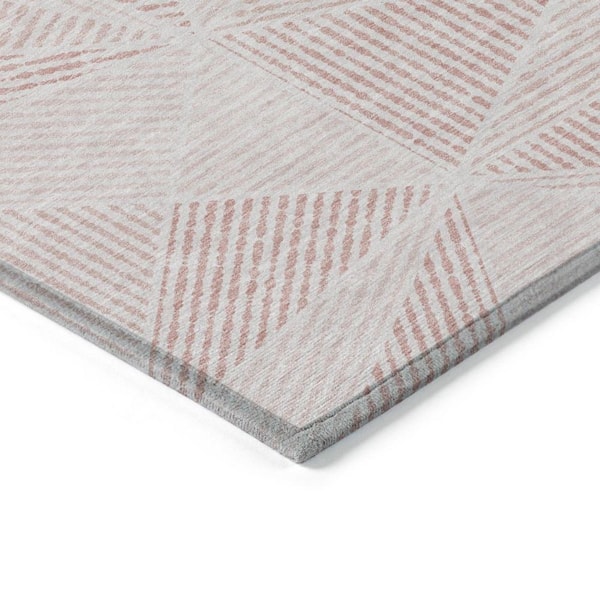 Blush, Pink 9 ft. x 12 ft. Woven Geometric Polyester Rectangle Indoor/Outdoor Area Rug