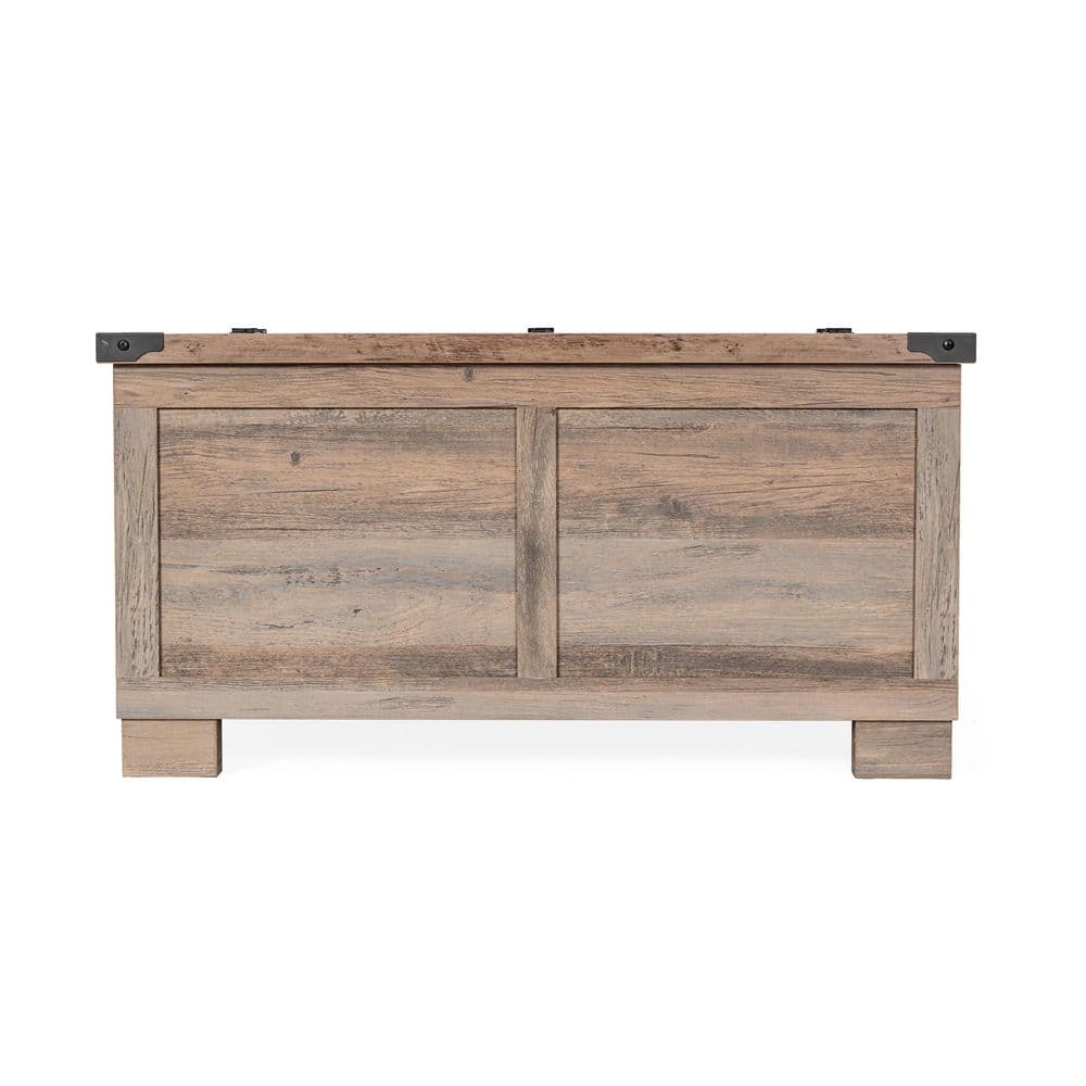 Rustic Gray Wash Square Wood and Metal Lift-Top Coffee Table with Storage