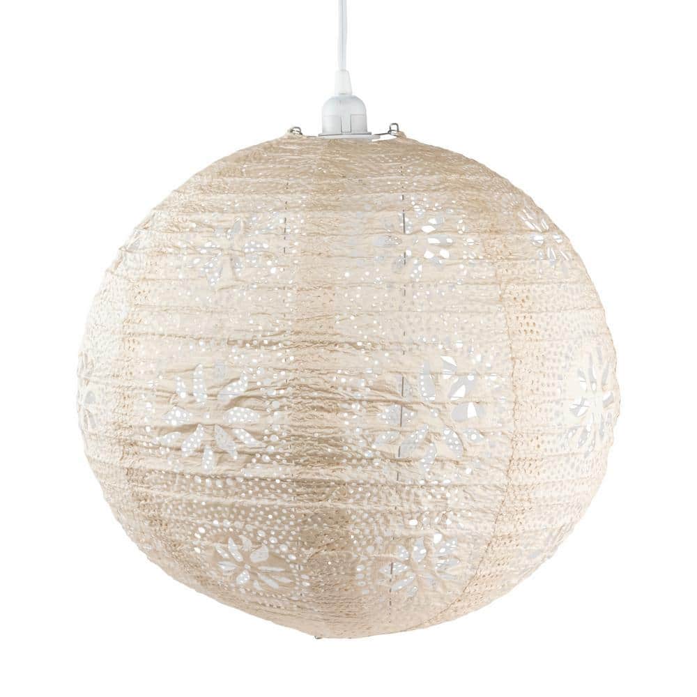 18'' Beige Tyvek Globe Indoor/Outdoor LED Pendant Lamp