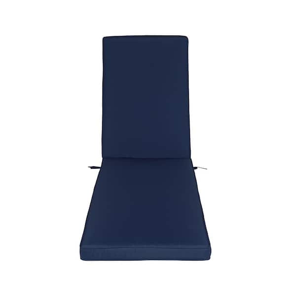 Unbranded 22.05 x 31.5 One Piece Deep Seating Outdoor Chaise Lounge Chair Replacement Cushion in Navy Blue