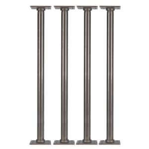 1 in. x 2 ft. L Black Steel Pipe Square Flange Table Leg Kit (Set of 4)