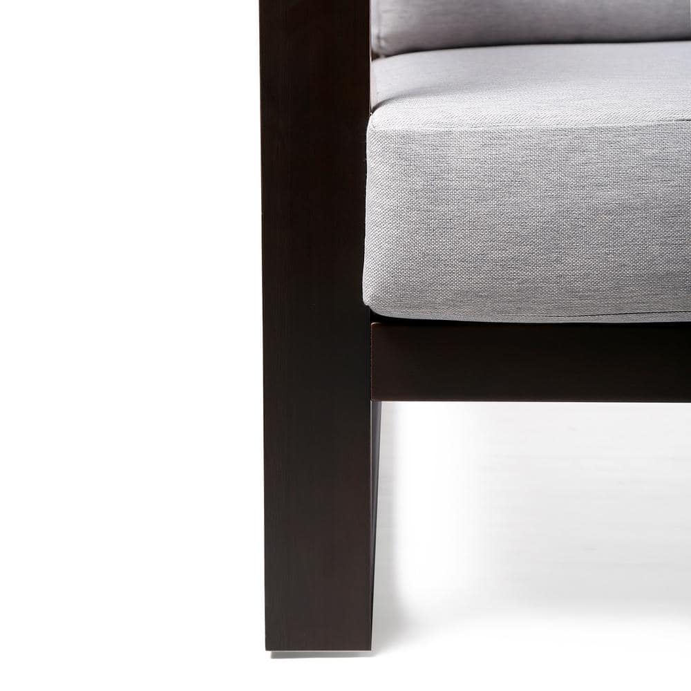 Paradise Dark Eucalyptus Wood Lounge Chair with Gray Cushions