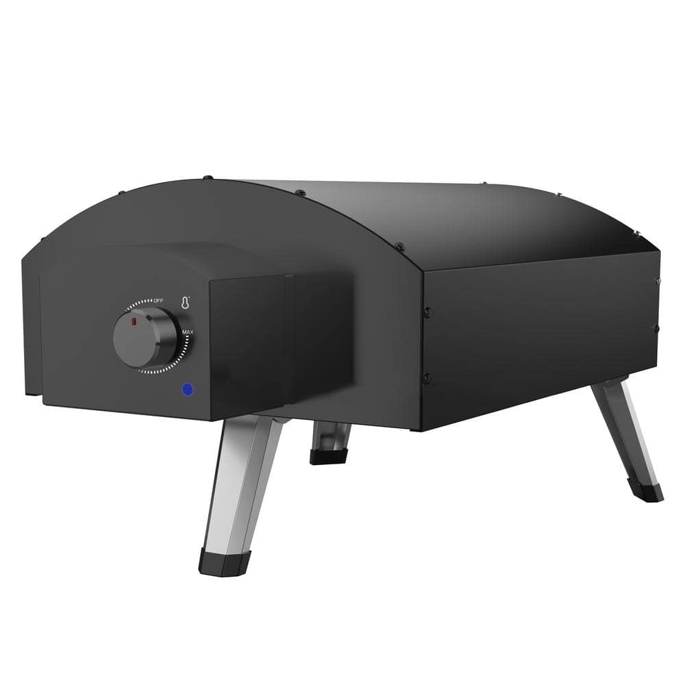 Black Steel Electric Outdoor Portable Pizza Oven with Stone Surface
