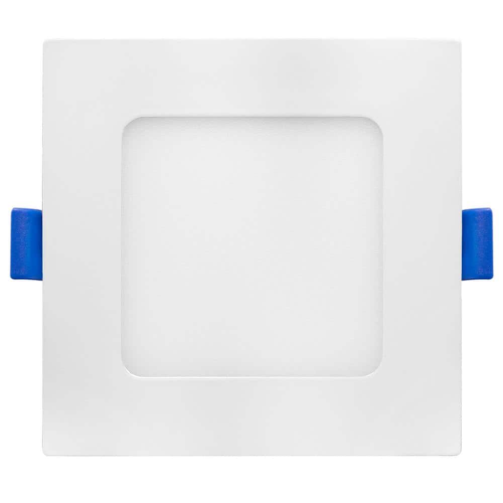 4-Inch White Aluminum Square LED Recessed Downlight Pack