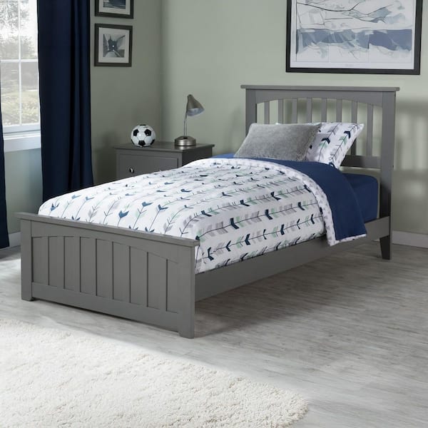 AFI Mission Twin XL Traditional Bed with Matching Foot Board in Grey