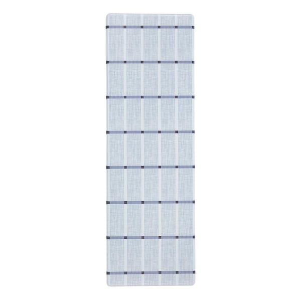 TOWN & COUNTRY LIVING Basic Comfort Plus Windowpane Plaid Blue 18 in. x 55 in. Anti Fatigue Mat