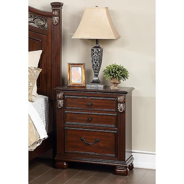 SIMPLE RELAX Barstow 2-Drawer 28 in. H x 25 in. W x 16 in. D Cherry Red Wooden Nightstand