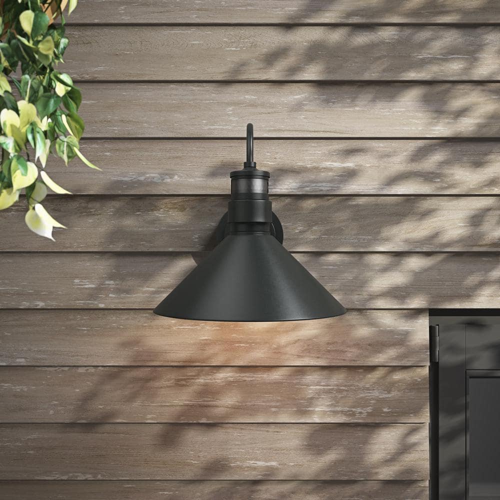Black Metal Dimmable Motion Sensor Outdoor Wall Sconce