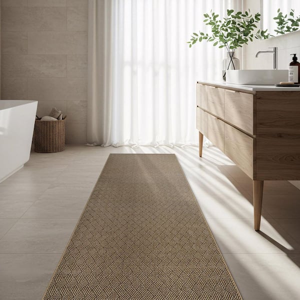 Haven 2 ft. x 7 ft. Natural Basketweave Washable Easy Jute Modern Indoor Outdoor Runner Rug