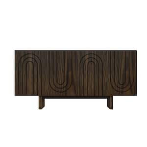 Brown MDF 63 in. W Sideboard Cabinet with 4-Doors