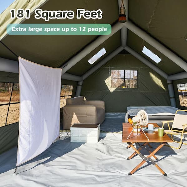DSNAPE Basecamp 15.7 ft. x 11.8 ft. Green Inflatable Camping Tent