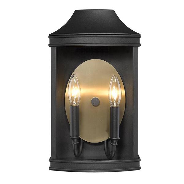 Golden Lighting Cohen 2-Light Natural Black Clear Glass Panels Hardwired  Outdoor Wall Lantern Sconce 4308-OWM NB-BCB - The Home Depot