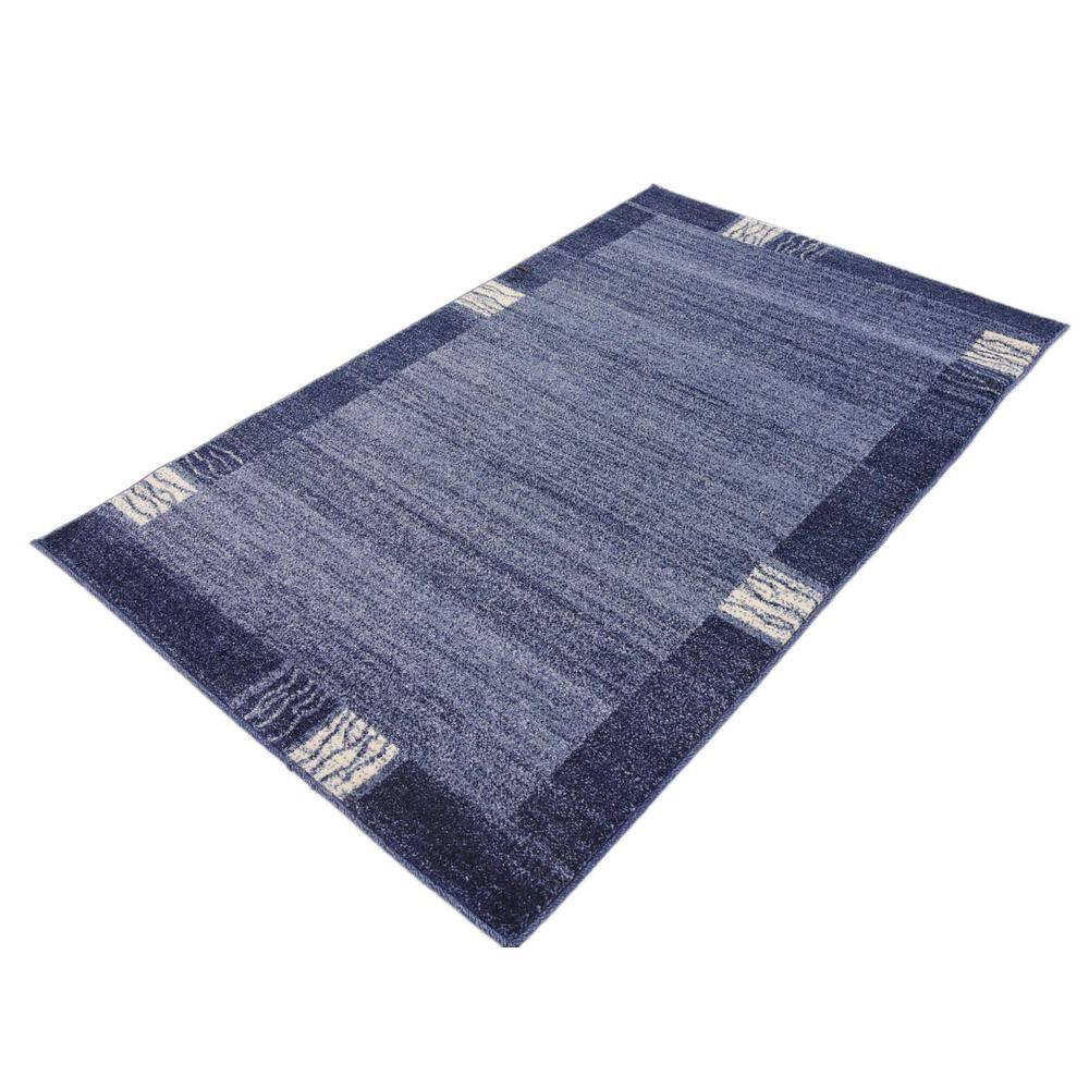 Navy Blue Tufted Rectangular Synthetic Easy Care Rug