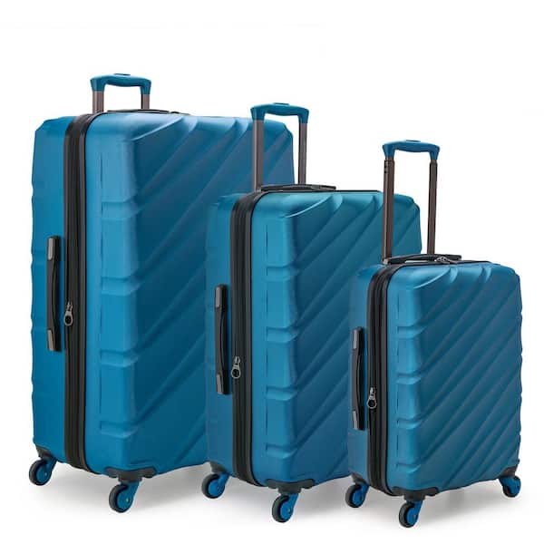 U.S. Traveler Gilmore 3-Piece Blue Expandable Hardside 4-Wheel Spinner Luggage Set with Push-Button Handle System