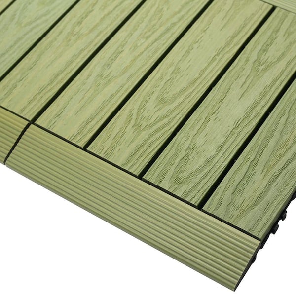 NewTechWood 1/6 ft. x 1 ft. Quick Deck Composite Deck Tile Straight Fascia in Irish Green (4-Pieces/Box)