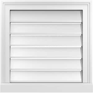 20 in. x 20 in. Vertical Surface Mount PVC Gable Vent: Functional with Brickmould Sill Frame