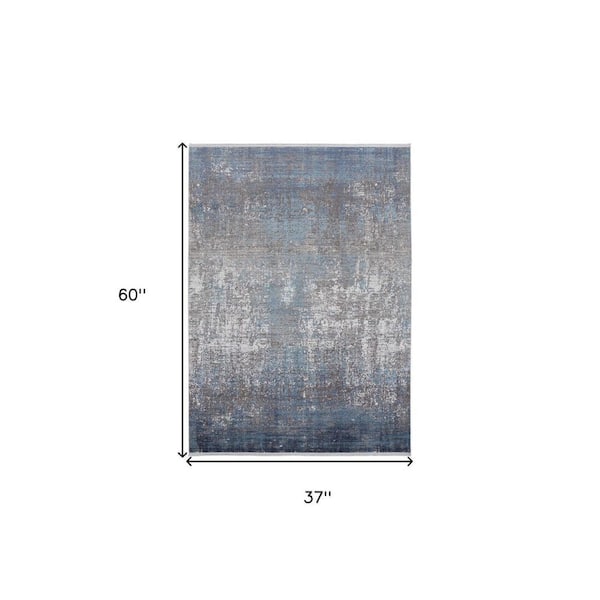 3 ft. x 5 ft. Blue and Gray Abstract Area Rug