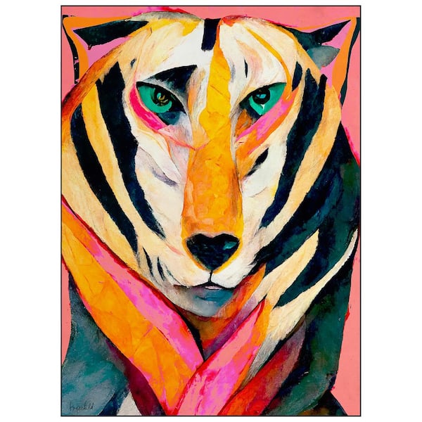 Empire Art Direct Multi-Colored 8 ft. x 10 ft. The Tiger Washable Art Area Rug