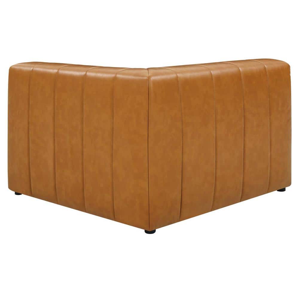 Bartlett Tan Faux Leather Tufted 87" Loveseat with Track Arms