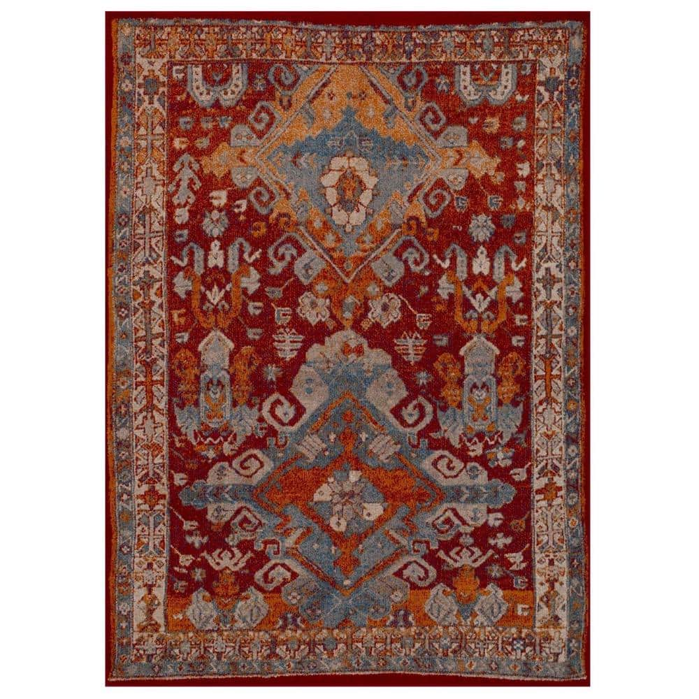 LUXE WEAVERS Incas Collection Moroccan Floral Geometric Red 8x10   Red Area Rugs 186 Red 8x10 64 1000 