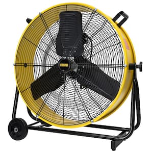 24 in. 2 Speeds Drum Fan in Yellow Enclosed Motor with 1/3 HP Powerful Motor, 9200 CFM