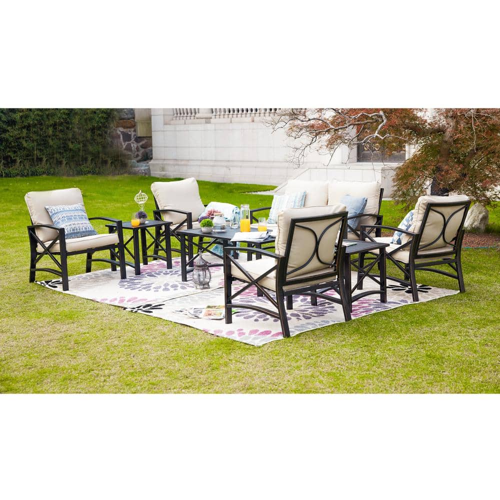 8-Piece Metal Patio Conversation Set with Beige Cushions price history on PriceWatchPro