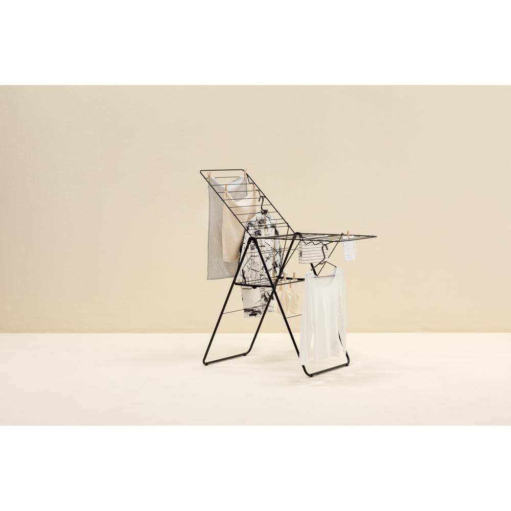 Matte Black Adjustable Steel Folding Drying Rack