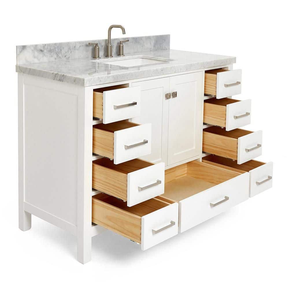 Cambridge 49" White Marble Top Single Sink Vanity