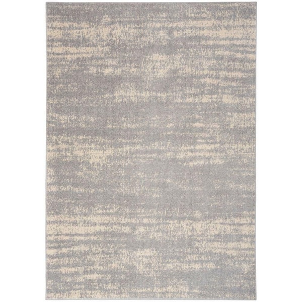 Nourison Essentials Grey Beige 4 ft. x 6 ft. Abstract Contemporary Area Rug