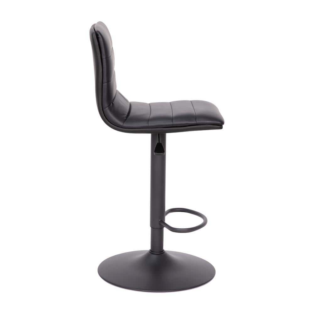 Black Adjustable Swivel Bar Stool with Metal Frame