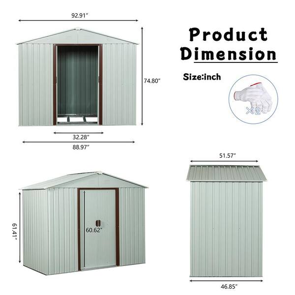 8 ft. W x 4 ft. D Iron Shed with Double Door (32 sq. ft. )