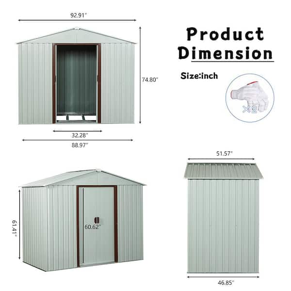 8 ft. W x 4 ft. D Iron Shed with Double Door (32 sq. ft. )