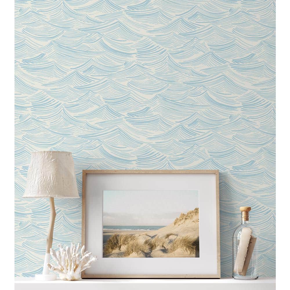 Seaside Waves Blue Pre-pasted Washable Wallpaper