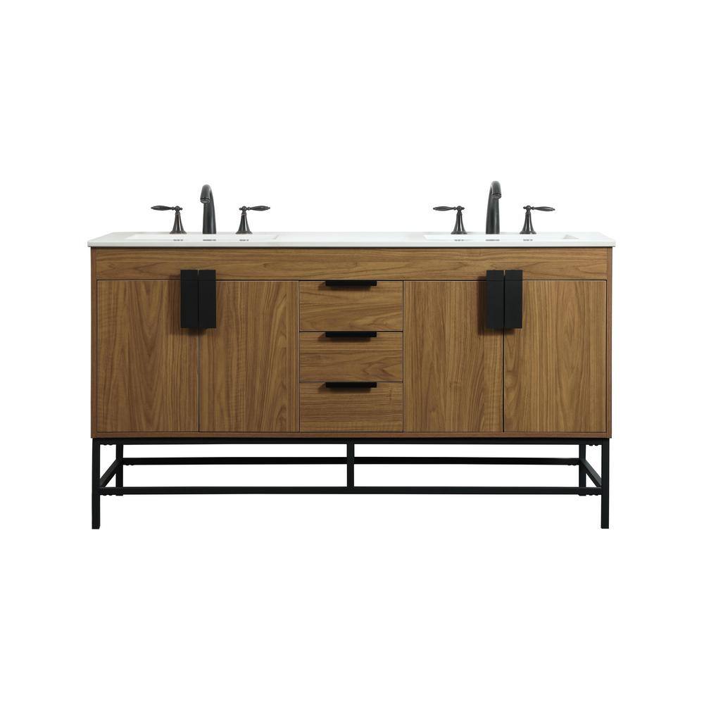 Simply Living 60 in. W x 22 in. D x 33.5 in. H Bath Vanity in Walnut Brown 