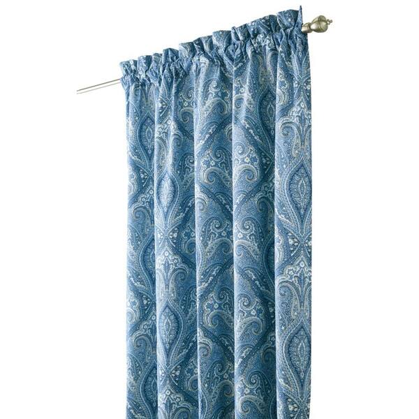 Home Decorators Collection Semi-Opaque Dandridge 96 in. L Cotton Drapery Panel in Indigio