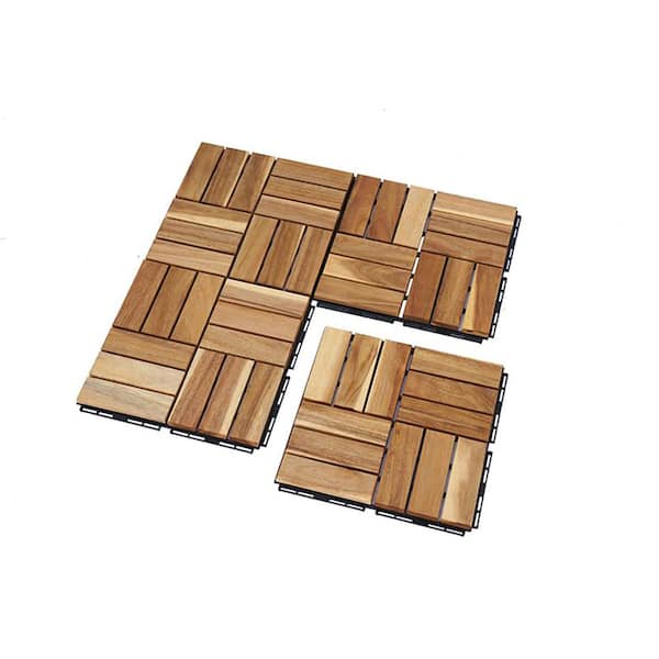 WRIGHTMASTER 0.98 ft. x 0.98 ft. Quick Deck PVC Plastic Interlocking Deck Tile in Chestnut (42 sq. ft. Per Box)