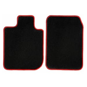 Jeep Wrangler Unlimited JL Black with Red Edging Carpet Car Mats, Custom Fits for 2017-2020 Driver and Passenger