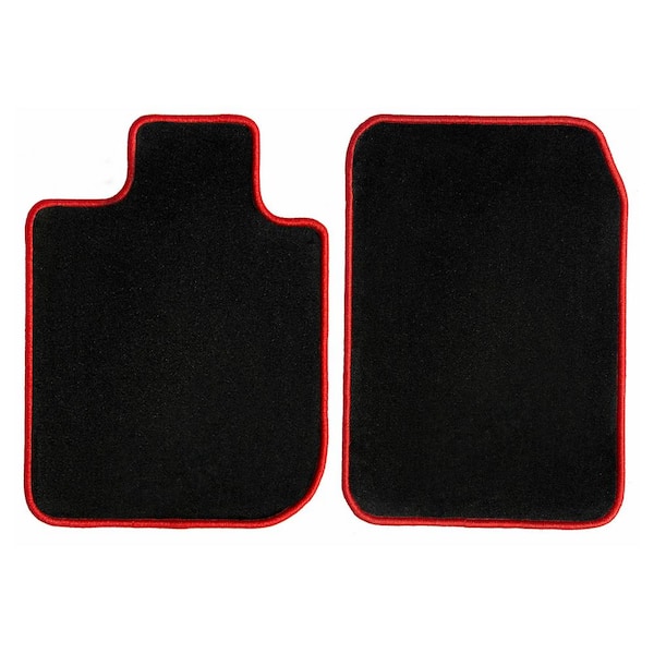 red and black car mats