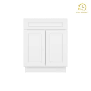 Easy-DIY 27 in. W x 24 in. D x 34.5 in. H Ready to Assemble Drawer Base Kitchen Cabinet in Shaker White with 2-Doors