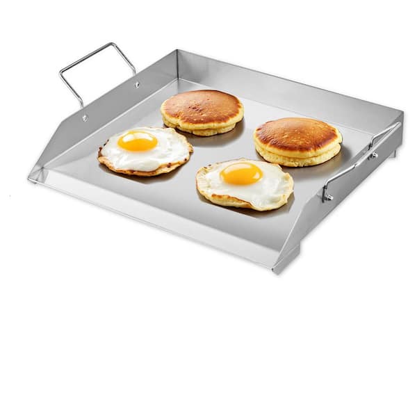 Stainless Steel Griddle, Gas Grill Griddle for BBQ Grill, Teppanyaki, 18x16 in. Universal Flat Top Rectangular Plate