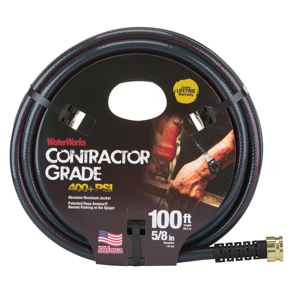 WATERWORKS 5/8 in. x 100 ft. Heavy Duty Contractor Water Hose CWWCGT58100 -  The Home Depot