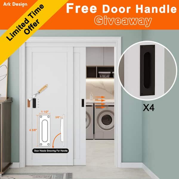 96 in. x 80 in. Paneled 1-Lite Blank Pattern White Primed MDF Sliding Door with Hardware Kit